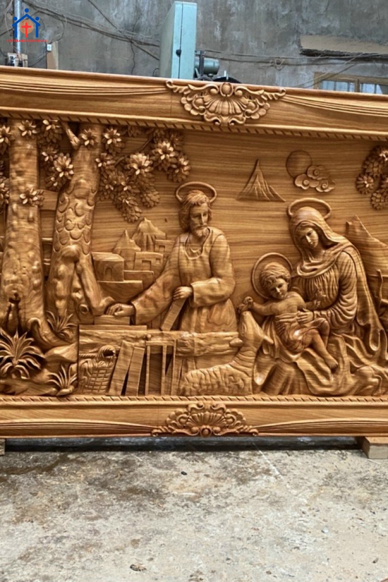 Tranh gia đình thánh gia gỗ