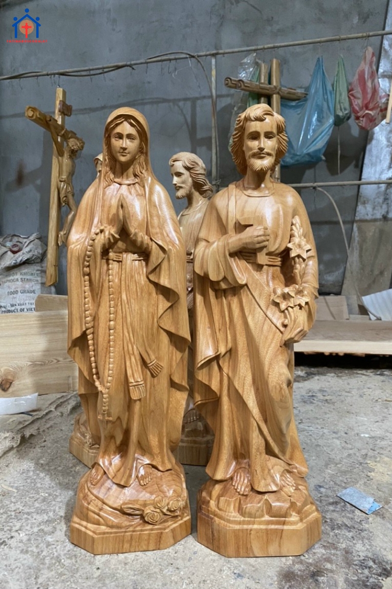 Bộ gia đình thánh gia gỗ gõ đỏ