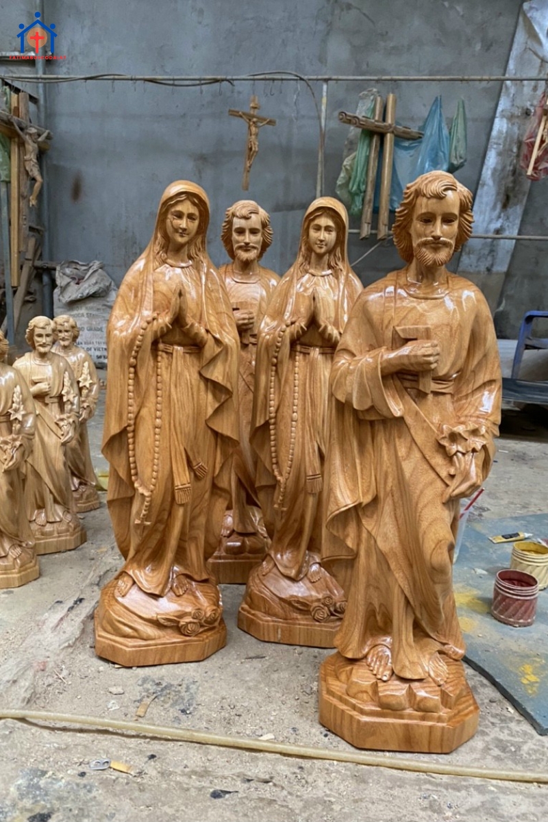 Bộ gia đình thánh gia gỗ gõ đỏ